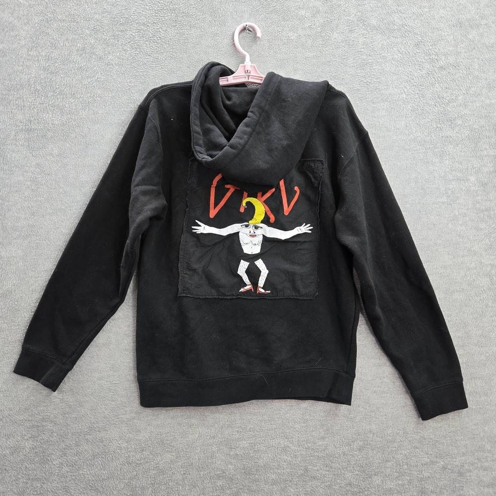 Girl Women Hoodie S Black Graphic Vertigirl Abstract Figure Skater Y2K Grunge